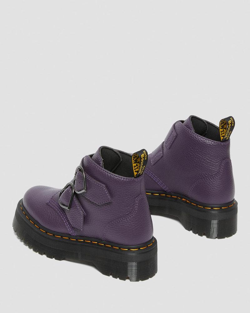 Dr Martens Devon Heart Læder Platform Støvler Dame Lilla | DK 236AHK